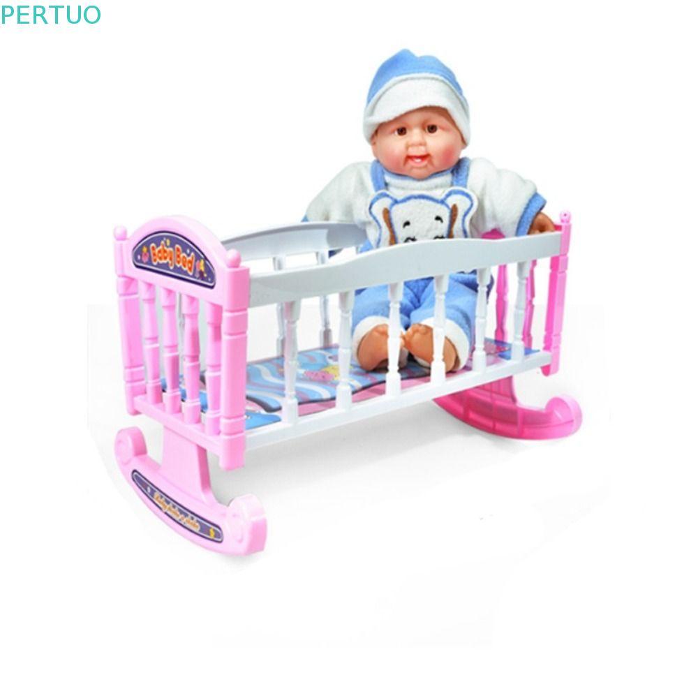 PERTUO Cama De Balanço Para Boneca , Fingir Brincar , Carrinho Infantil , Berço De Bebê , Móveis , Brinquedos ,