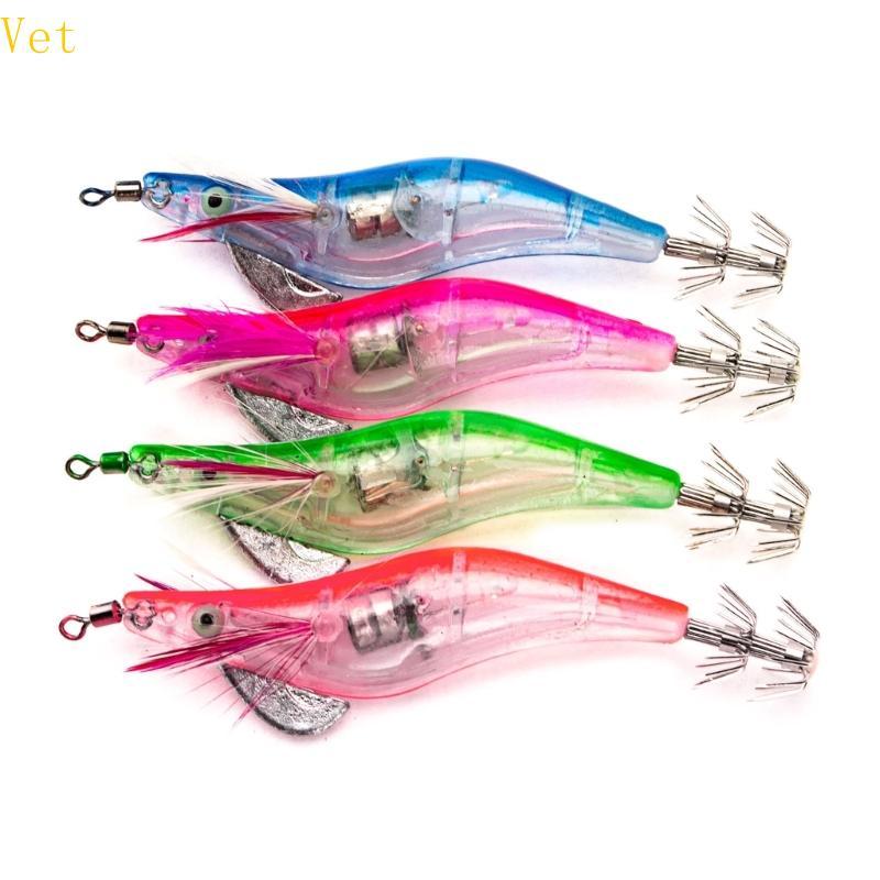 Vet LED Luminoso Camarão Lula Noite Pesca Jigs Isca Baixo Peixe Equipamento