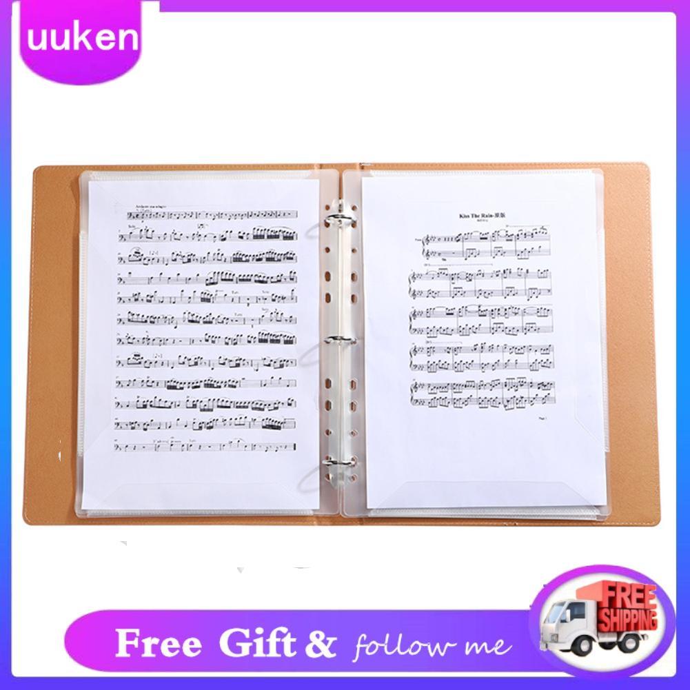 Uukendh Pasta coral com bolso transparente para prática de orquestra, couro pu, suporte para partituras, piano,