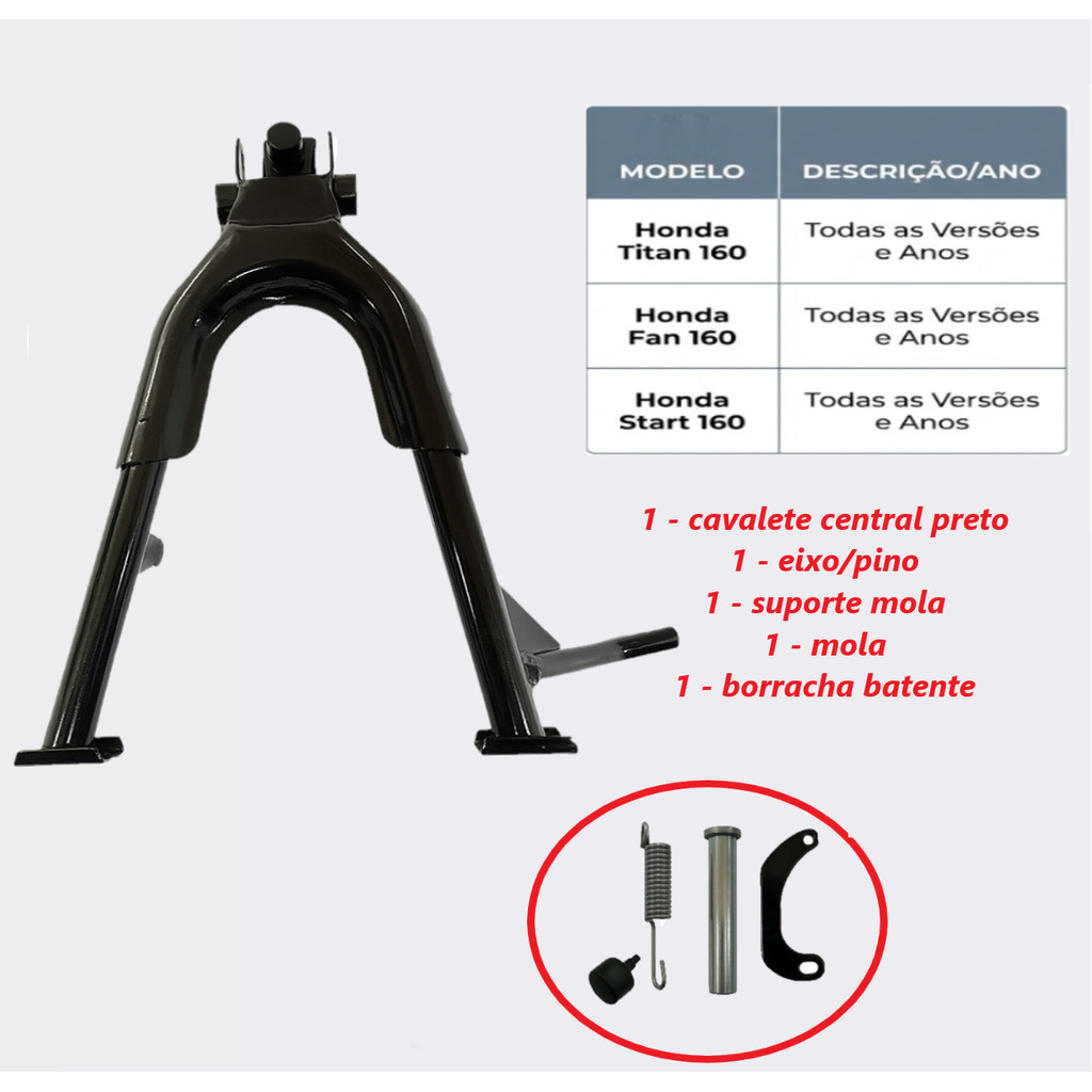 Cavalete Central completo Apoio Manutenção Mod Original Honda Titan Fan 160 Pronto para Intalção — imagem 2 de 2