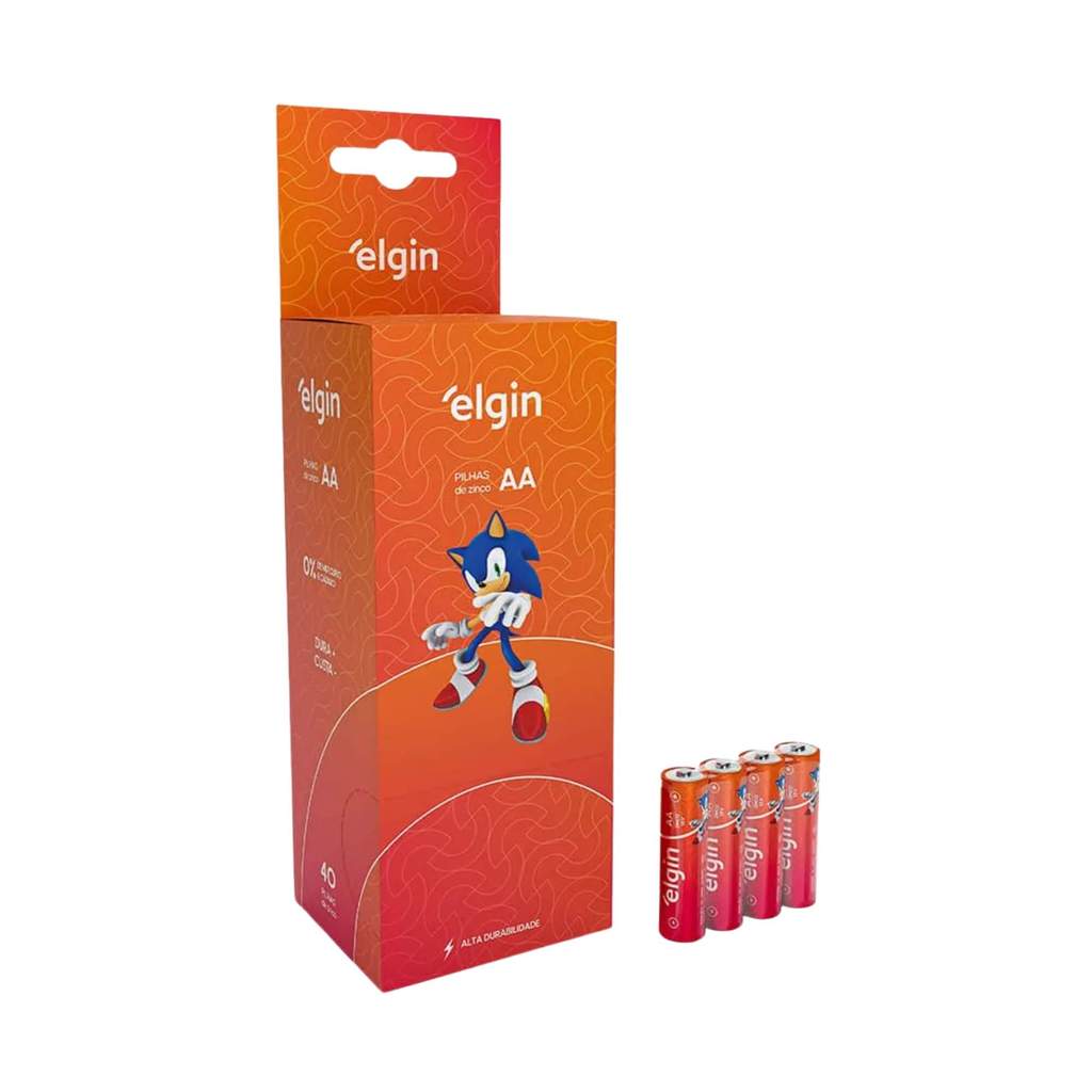Pilha de Zinco AA Comum - Caixa com 40 Unidades Elgin - ELE000000082341