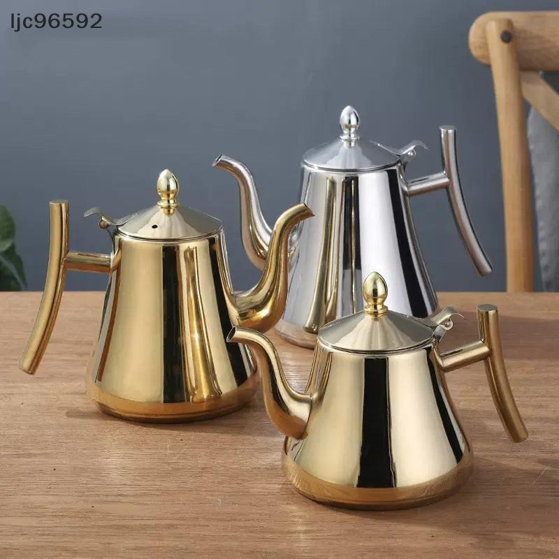 [ljc] Bule De Chá De 1L Com Filtro Gold Thier Chaleira De Água De Aço Inoxidável Hotel Cafeteira Restaurante Fogão De In