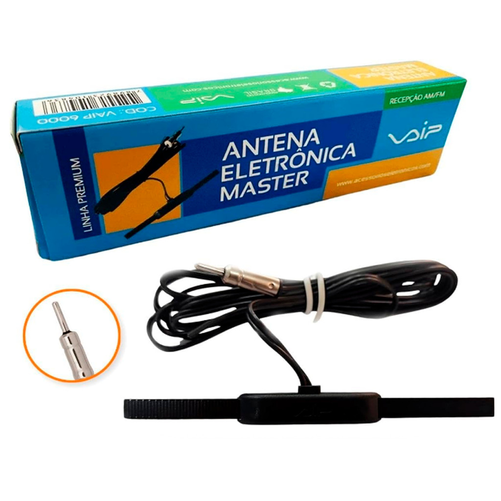 Antena Automotiva Fácil Instalação Interna Modelo VAIP City Orion AM/FM Conexão Plug Din Aplicação Universal