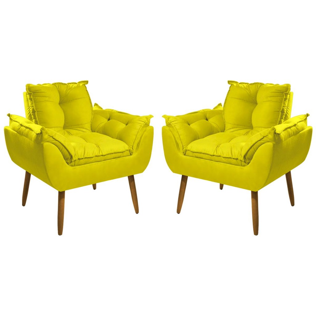 Kit 02 Poltronas Decorativas Opala Pés Palito - Sala Kit 02 Poltronas Decorativas Opala Pés Palito - Sala