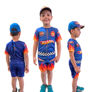 Fantasia Roupa Infantil Hot Wheels Com Boné Carros Piloto Curto Formula 1 em Oferta na Shopee