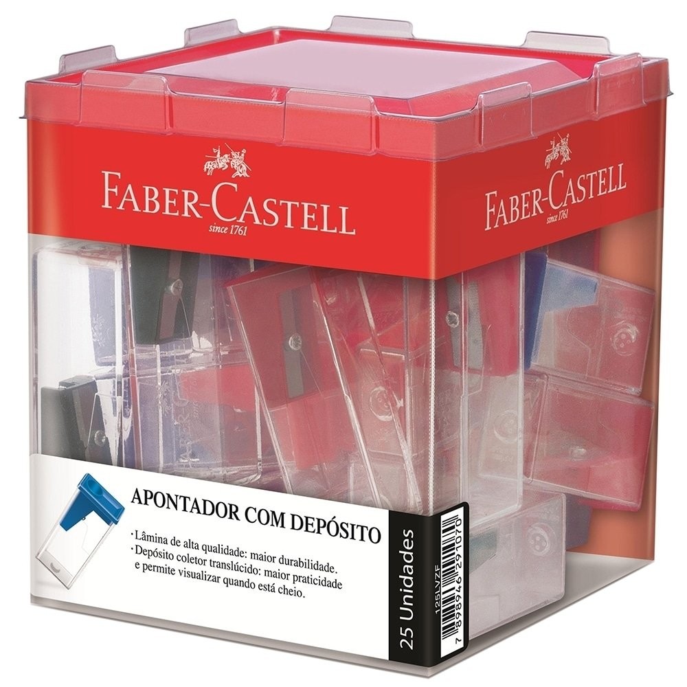 Apontador c/ Depósito Sortido Emb. c/ 25 un. - Faber Castell em Oferta na Shopee
