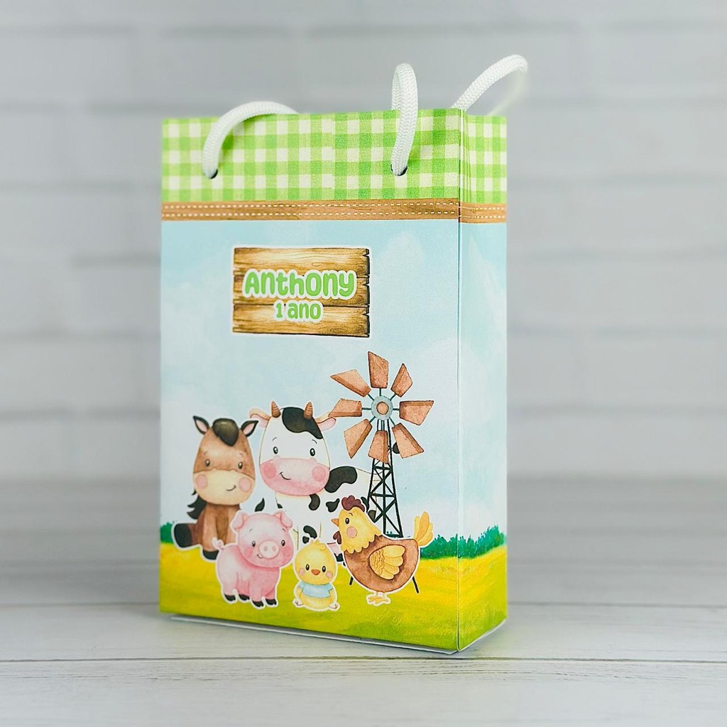 Sacolinha Fazendinha Verde | Personalizada Com Nome|Mimos Festa Aniversário Lembrancinhas Personalizados Sacola de Doces