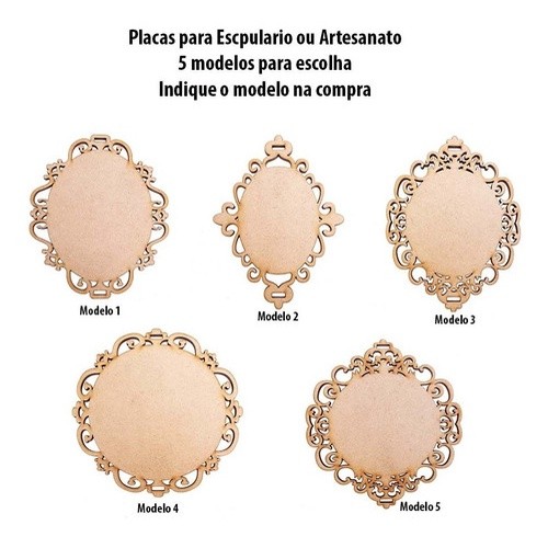 Conjunto De 140 Mini Moldura Placa  Escapulário 8cm Arabesco Artes MDF. - Amoratto