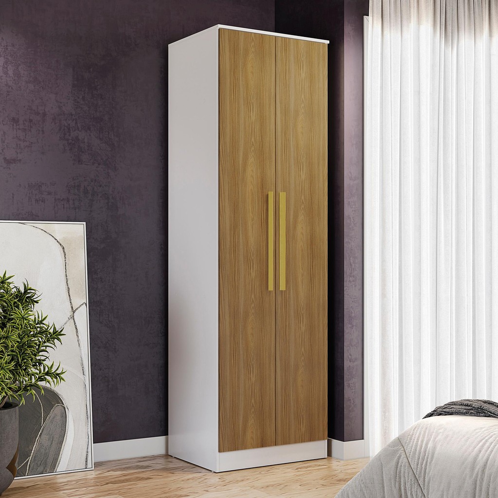 Guarda-Roupa 2 Portas Kappesberg Adapt Branco/Nogueira
