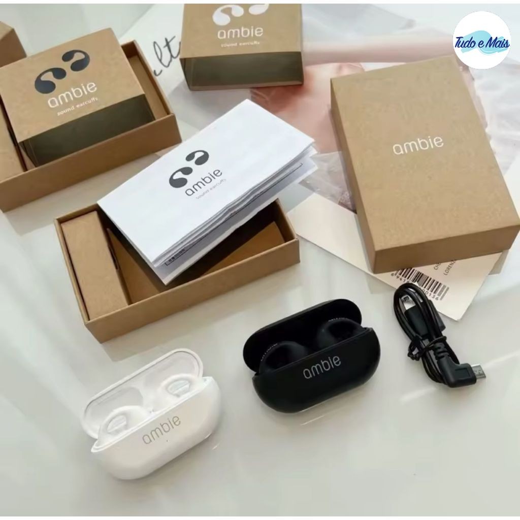 Fone De Ouvido Sem Fio Ambie Sound Earcuffs Bluetooth 5.2 IPX5 Fone Esporte À Prova D'água Com Microfone