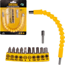Kit Cabo Extensor Flexível Para Parafusadeira + Jogo De Bits Imantadas Fenda Philips Engate Rápido