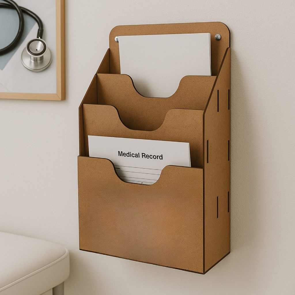 Porta Prontuario e Documentos A4/ organizador para folhas sulfite A4 Com 3 Baias Em Mdf em Oferta na Shopee