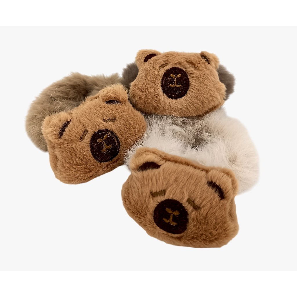 KIT 12 lindos grampos de cabelo de pelúcia de capivara, grampos de cabelo de bola de pelúcia, elásticos de cabelo