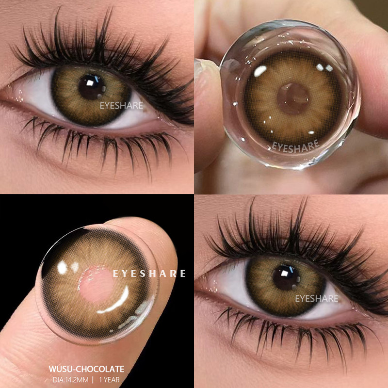 EYESHARE chocolate Marrom natural 1 Par De Lentes De Contato Coloridas Com Estojo Para Uso Anual Alunos De Beleza Envio em Oferta na Shopee