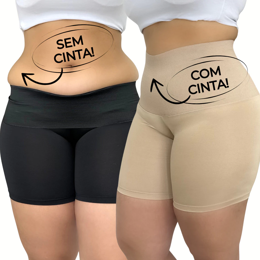 Cinta Short Modeladora Plus Size Short Feminina Alta Compressão