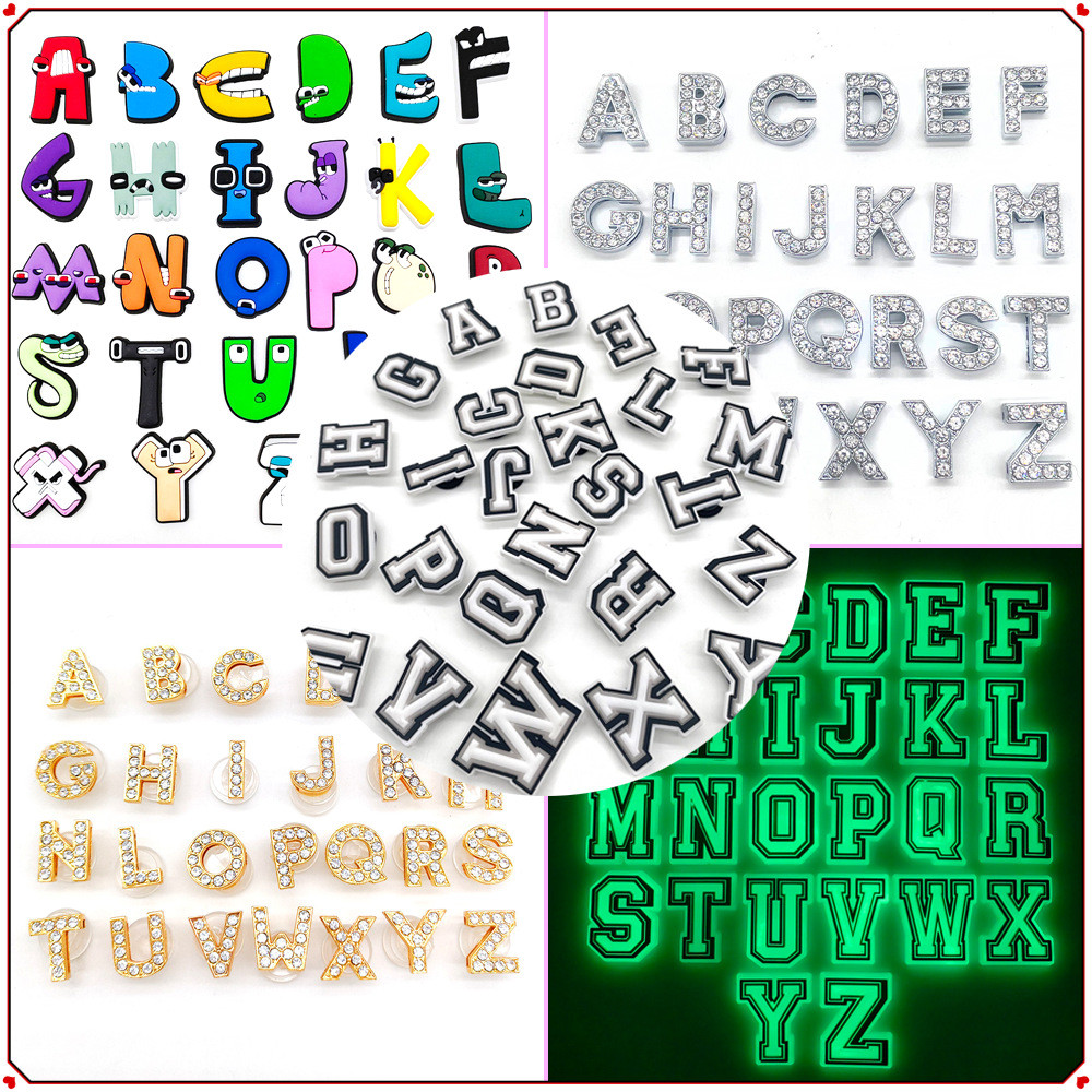 26 Letras Charme de Sapatos e Acessórios Decorativos Elegantes, Botões e Alfinetes de Sandálias com Presentes para Amigo em Oferta na Shopee