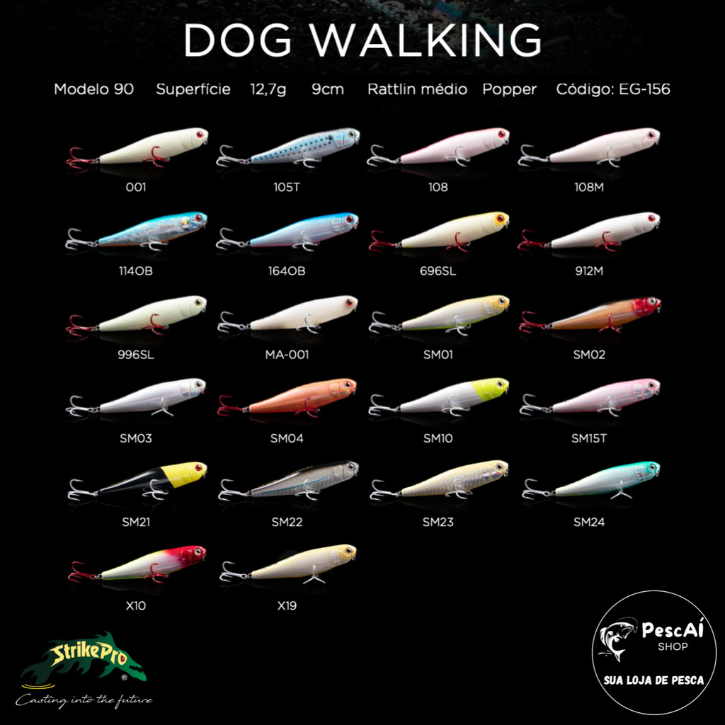 Isca Artificial - Strike Pro - Dog Walking 90 - Superfície - Floating - 9 cm - 12.7 g - Tucunaré