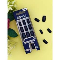 UNHAS POSTIÇAS QUADRADA MÉDIA AUTOCOLANTE - KIT COM 24 PEÇAS COR AZUL ESCURO T-579-8
