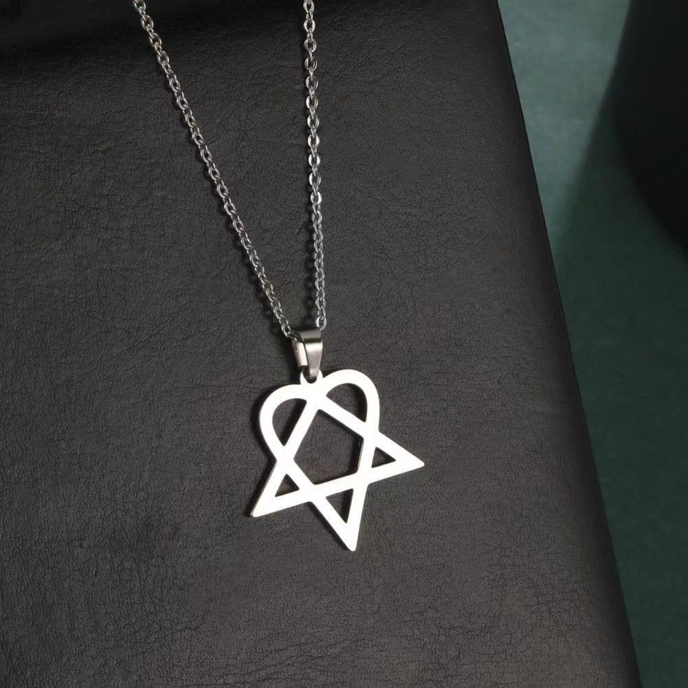 Novo produto pronto estoque simples hexagrama colar feminino All-Match David estrela pingente de aço inoxidável20250711