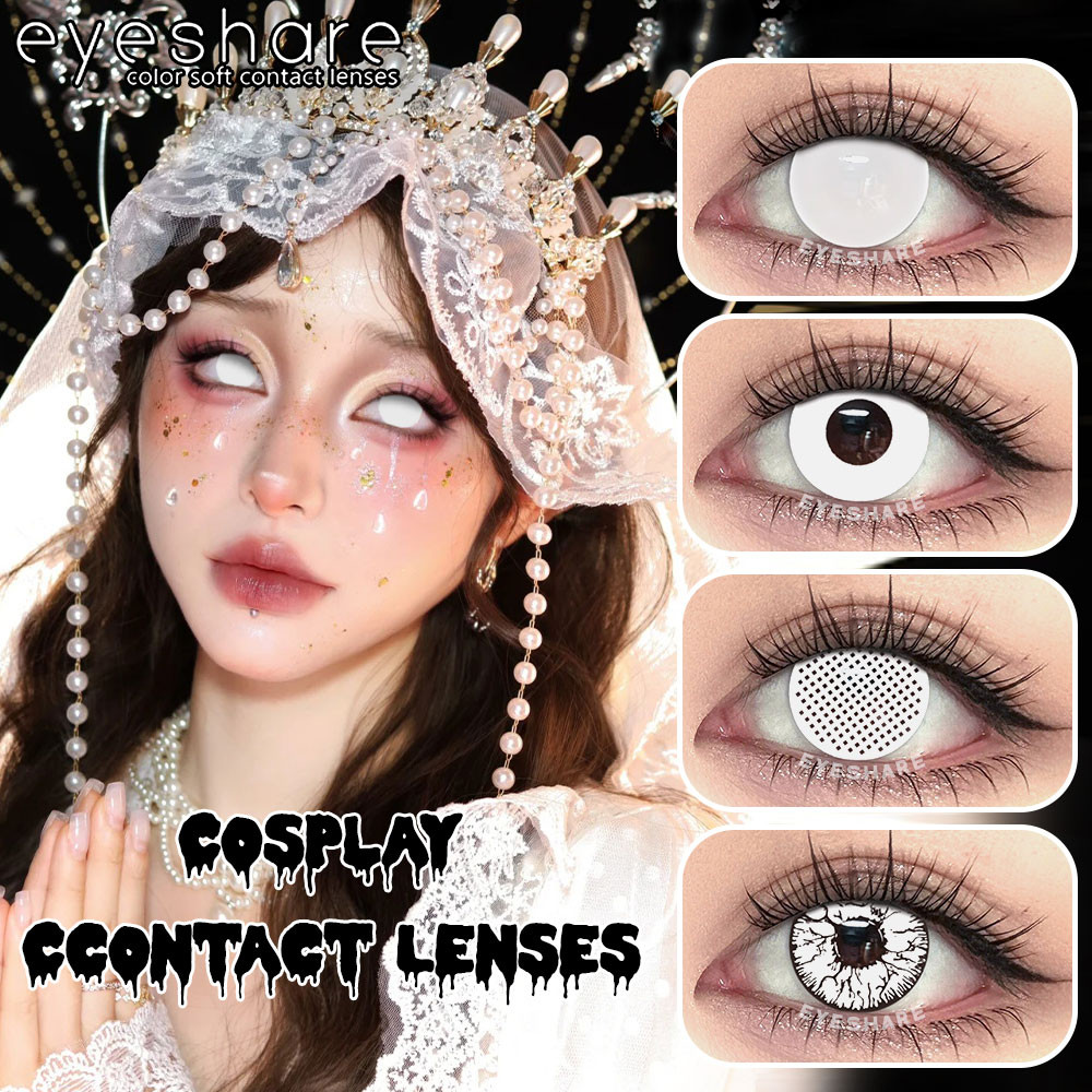 EYESHARE 1 Par De Lentes De Contato Coloridas Brancas , Olhos Fofos , Contatos , Beleza , Halloween , Cosplay , Maquiage em Oferta na Shopee