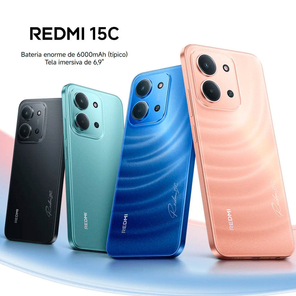 Celular Xiaomi Redmi 15C Dual Sim Tela 6.9" 6000mah 8GB + 256GB Micro SD Radio FM Global NOTA FISCAL