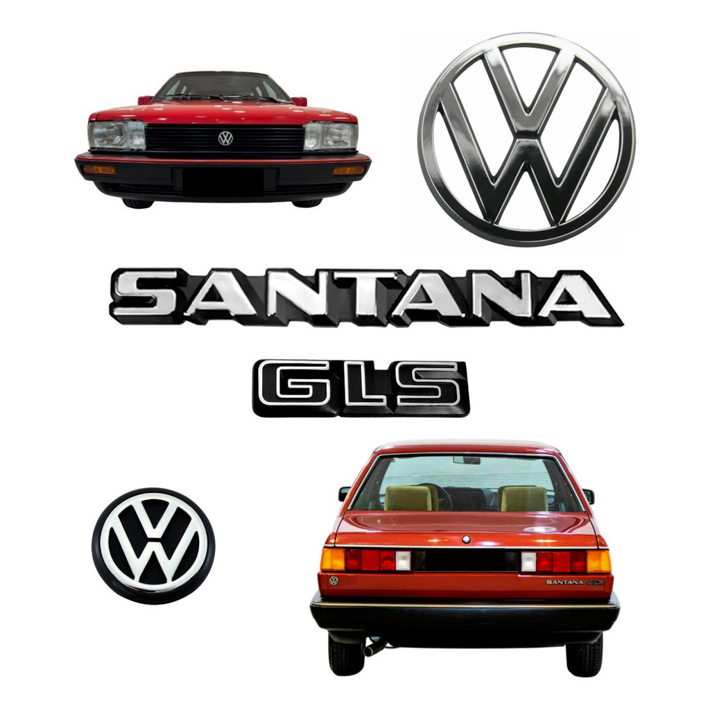 Emblemas Santana Gls + Vw Da Grade E Mala - 1987 À 1990