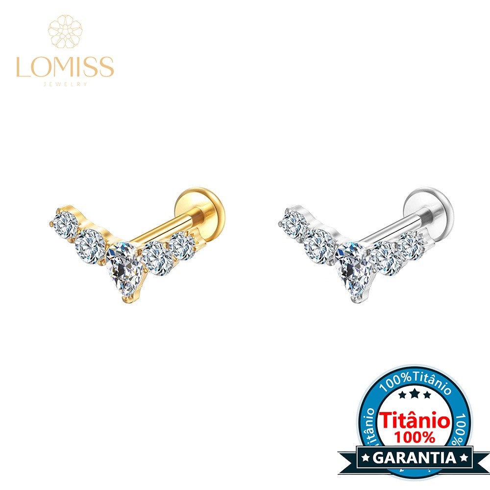 Piercing Helix Tragus Conch Labret Titânio G23 Cluster 5 Zircônias Nariz Boca De Orelha em Oferta na Shopee