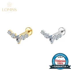 Piercing Helix Tragus Conch Labret Titânio G23 Cluster 5 Zircônias Nariz Boca De Orelha