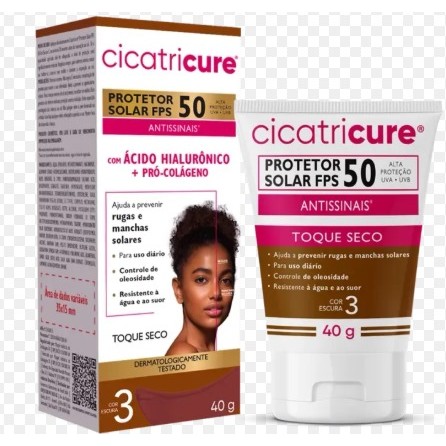 Protetor Solar Cicatricure FPS 50 cor escura em Oferta na Shopee