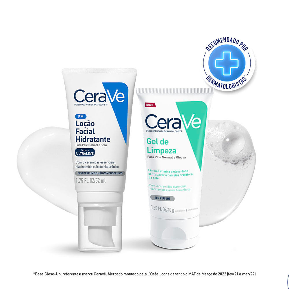 Detalhes do Kit CeraVe Loção Facial Hidratante 52ml e Ganhe Gel de Limpeza 40g