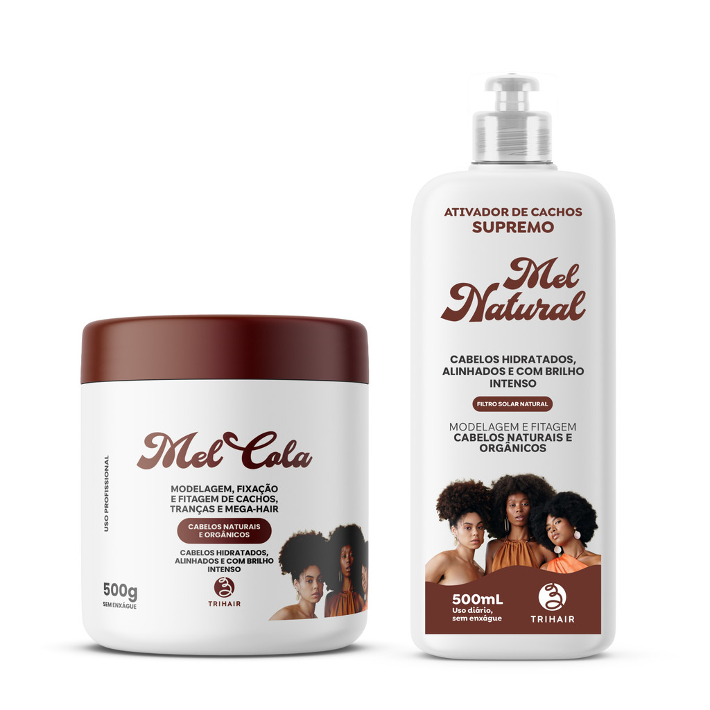 Mel Cola Trihair + Ativador Mel Natural - P/ Definição, Modelação e Fixação de Cachos - Cruelty Free em Oferta na Shopee