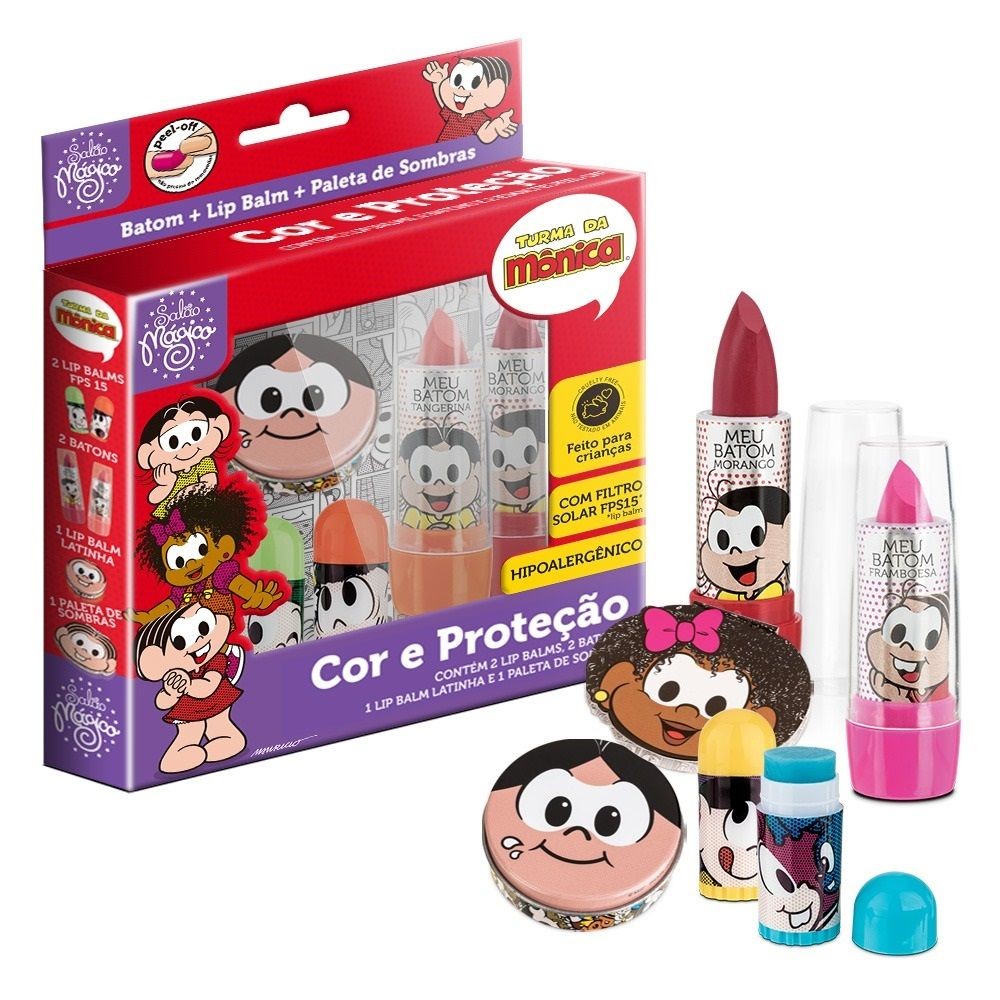 Kit Infantil 6 Peças Cor e Proteção Turma da Mônica com Caixa Presente