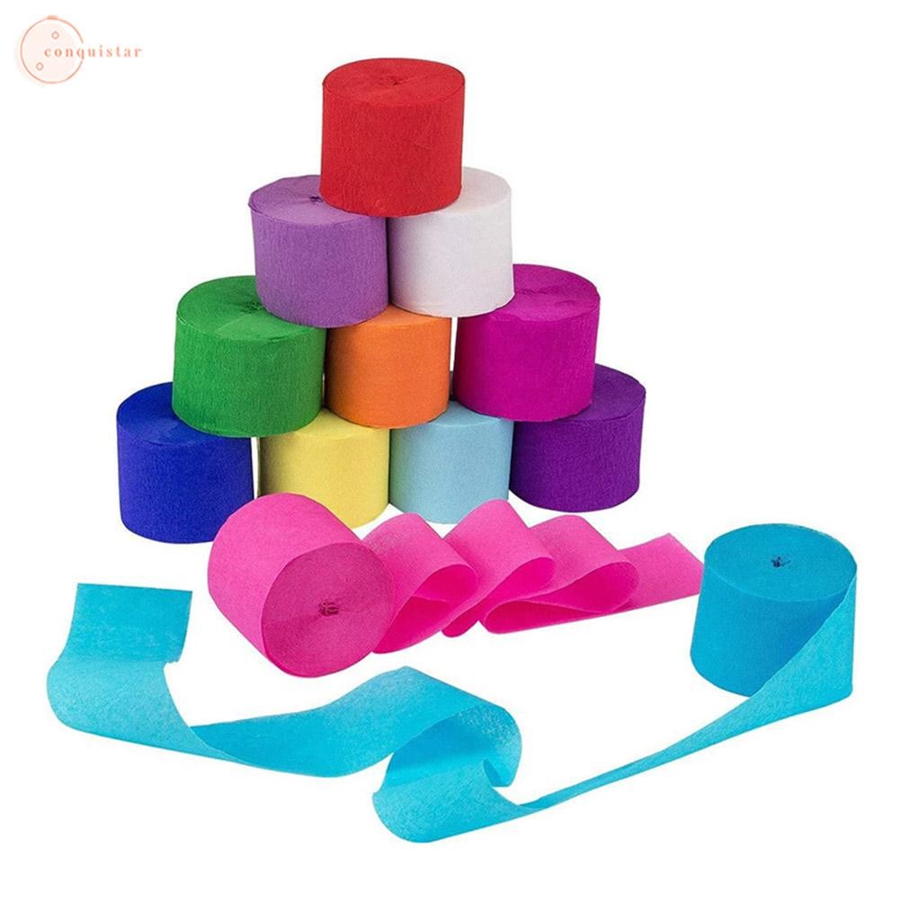 12 Unidades/Rolos Decorações De Papel Crepom Em 12 Cores De 82 Pés