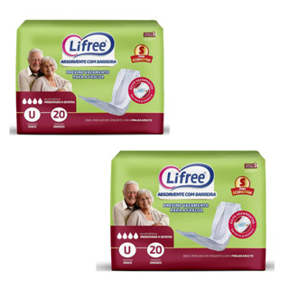 Kit 2 Absorventes Lifree Geriátrico Branco 20 Unidades Cada em Oferta na Shopee
