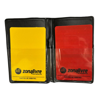 Cartão de Árbitro Zona Livre C/Capa e Lápis Amarelo e Vermelho em Oferta na Shopee
