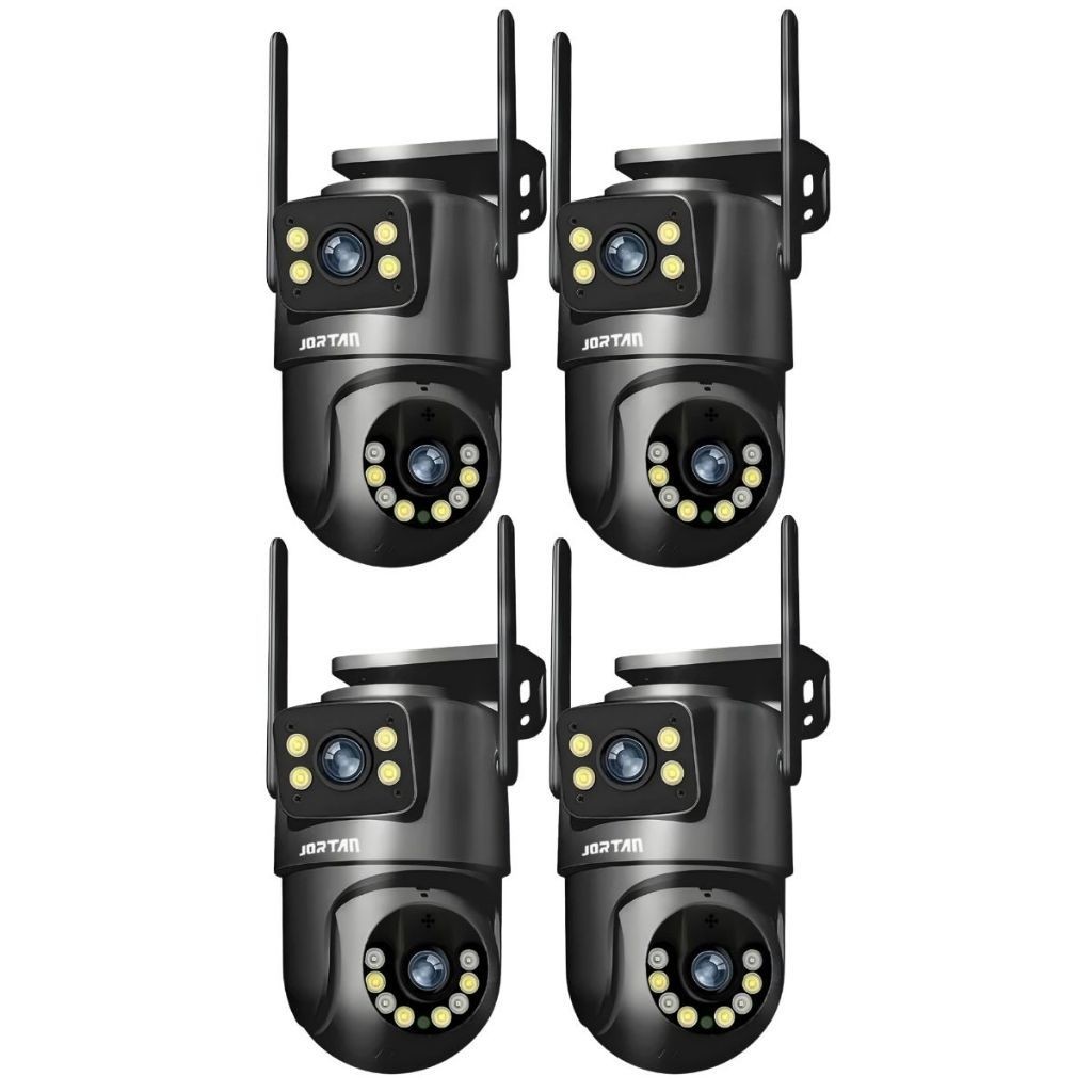 Kit 4 Câmera De Segurança a Prova de água Lente Dupla APP YOOSEE IP66 Camera IP WiFi 360 Cor Preto