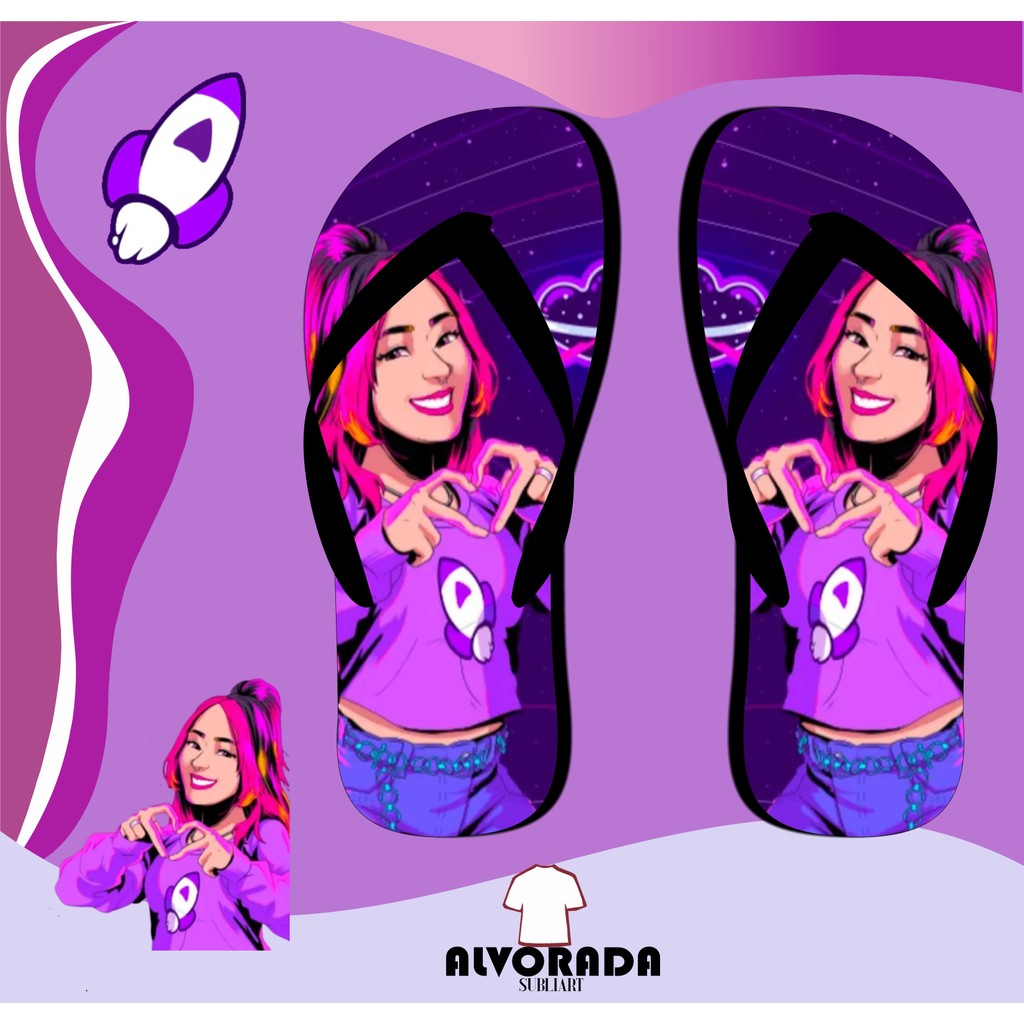 Sandalia Chinelo Katlen Katlenof Ketlen Personalizado Menina Personagem Youtuber Adulto Infantil