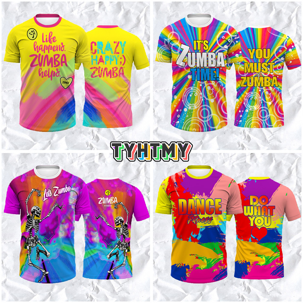 2025 Novo Verão Zumba Drifit Camiseta Sublimada Completa Rainbow Fitness Camisa Com Estampa Preta Hip Hop De Tecido De M