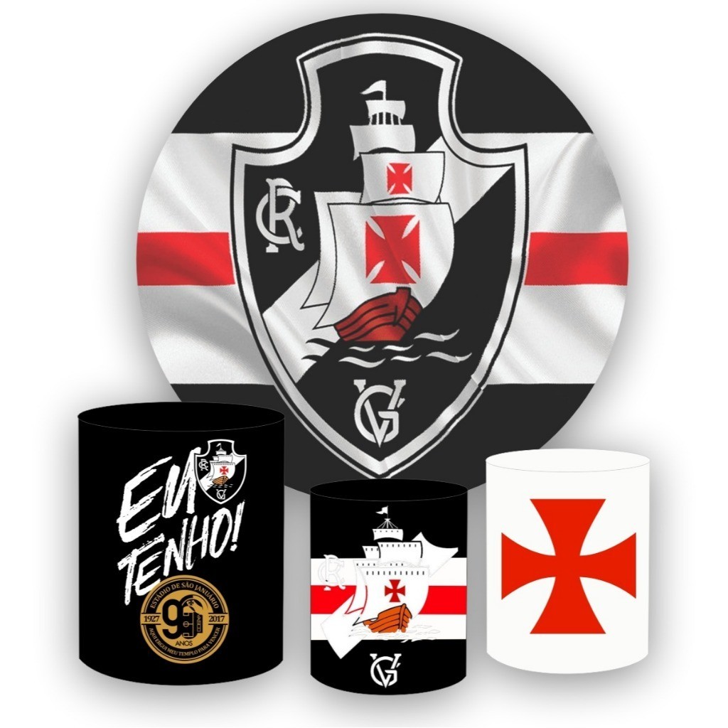 Kit Painel Redondo em tecido sublimado 1,5 + 3 Capas de Cilindros VASCO DA GAMA em Oferta na Shopee