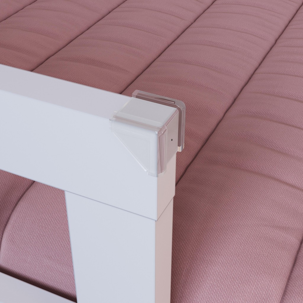 Detalhes do Cama Infantil Montessoriana Solteiro Menino Menina Escada Escorregador Grade Proteção Aveiro/Branco