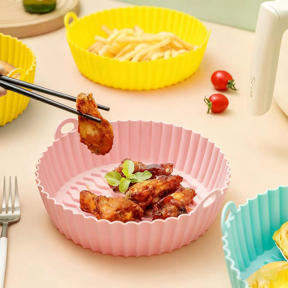Silicone fritadeira mat Air bakeware molde pan Prato forno comestível Alimentos Grau Com alça Fácil limpar Resistência