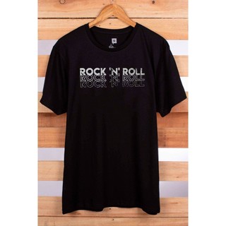 Camiseta Masculina Rock N Roll 100% Algodão Manga Curta Gola Redonda Modelagem Reta