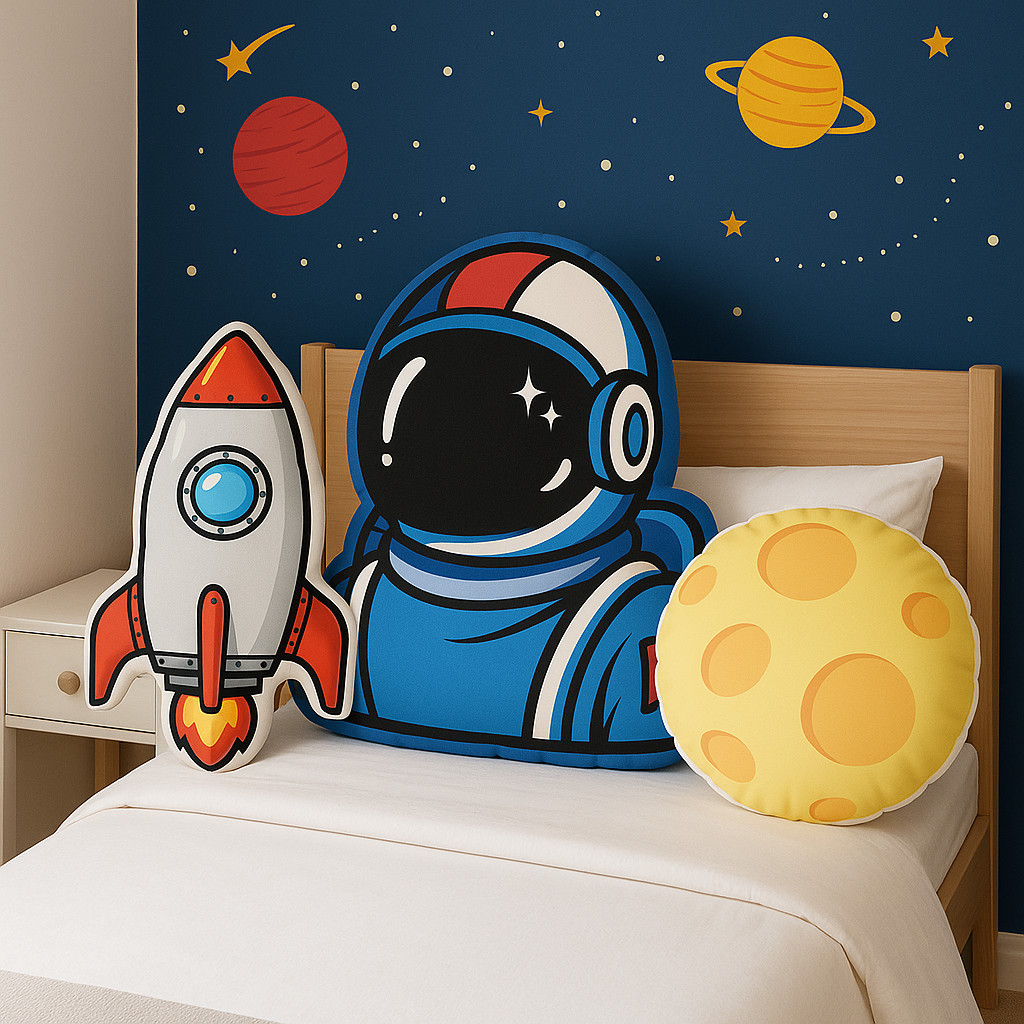 Kit 3 Almofadas Astronauta Foguete Lua - Coleção Universo em Oferta na Shopee