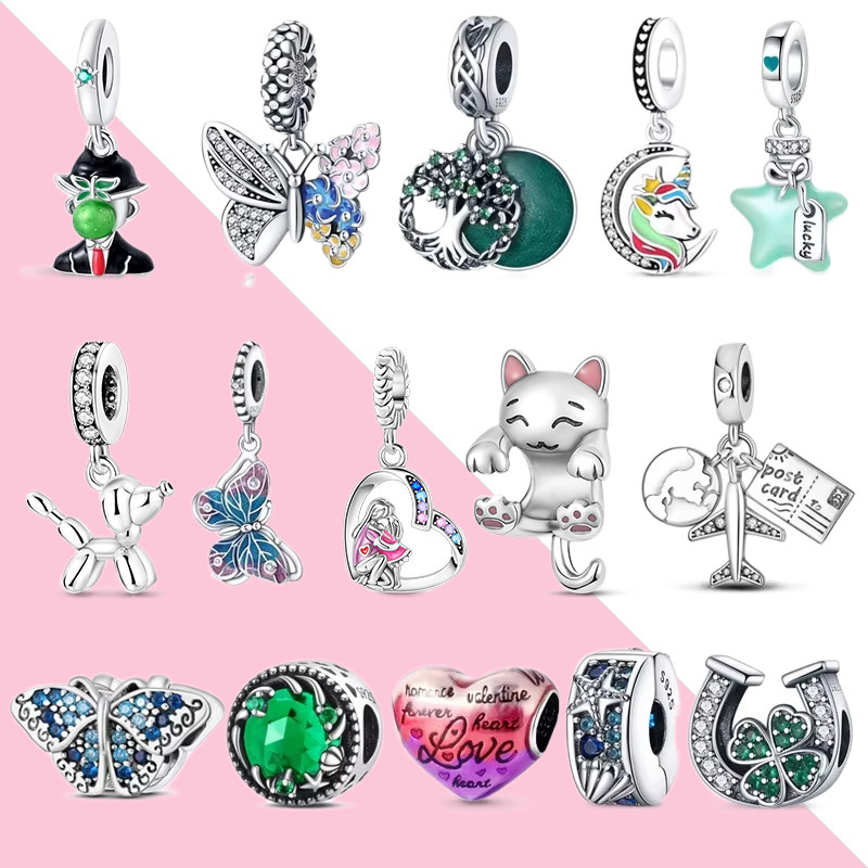 Original S925 prata charme pulseira pingente moda jóias compatível pulseira DIY produção presente de aniversário