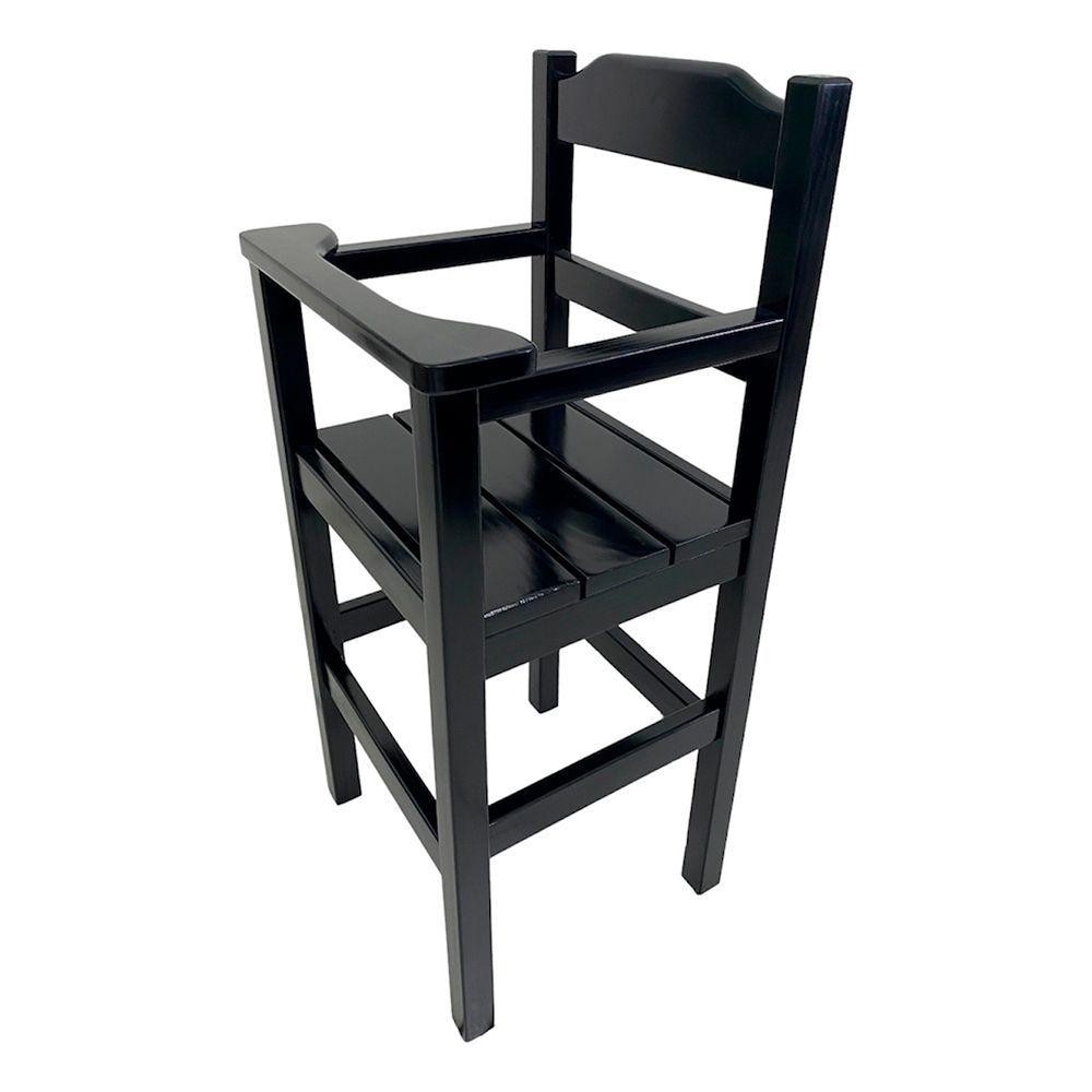 Cadeira Papinha Para Bebê Com Trava Fixa Em Madeira Maciça - Preto - Preto