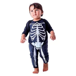 Fantasia de Esqueleto Bebê pra Halloween Infantil