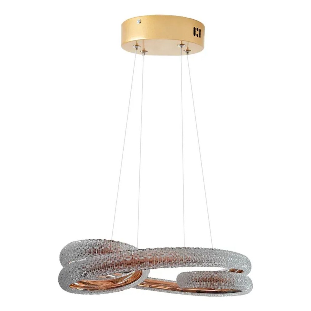 Lustre LED Pendente Moderno Infinity Dourado – Iluminação Decorativa Premium