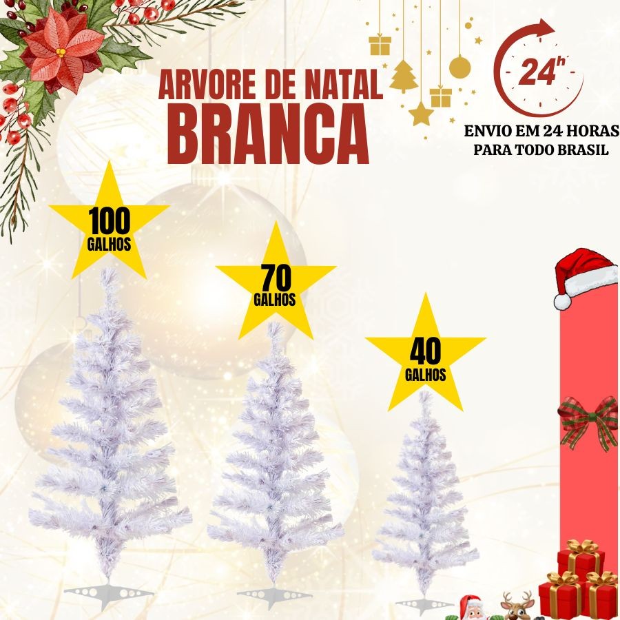 Arvore de Natal Pinheiro Branca 120cm/ 90/ 60CM Luxo Nevada Decoração Natalina