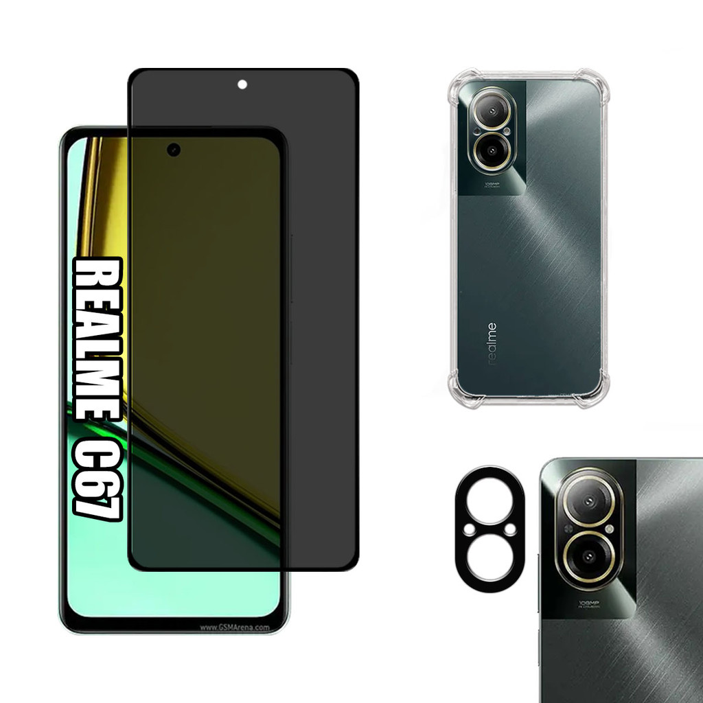 KIT Para Realme C67 - Película de Privacidade 3D - Capa - Câmera