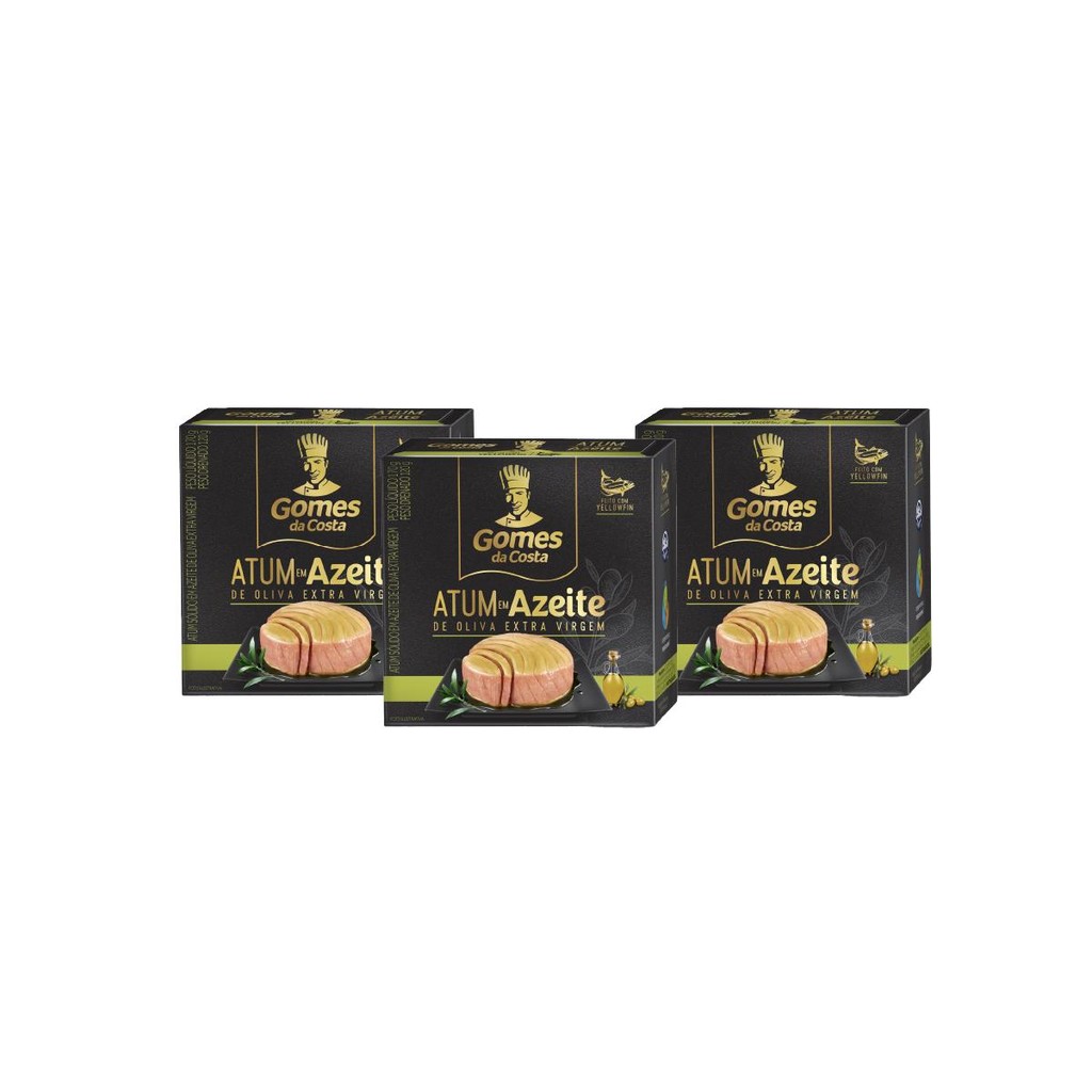 Kit 3 UN - Atum Sólido Yellowfin - Azeite de Oliva - 170g - Gomes da Costa